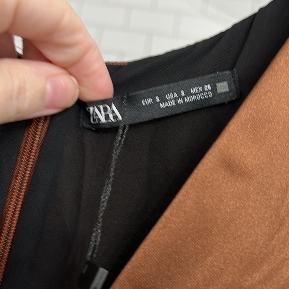 Zara | Brown Silk Zara Dress - Picture 7 of 8